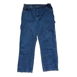 Dickies Carpenter Jeans Mens 36x30 Relaxed Straight Blue Denim Workwear Baggy